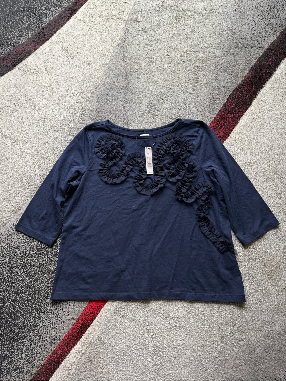 Nic+Zoe Dark Indigo 3D Floral Top